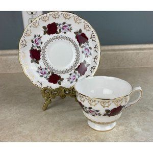 Colclough Bone China Ring Of Roses Tea Cup And Saucer Set